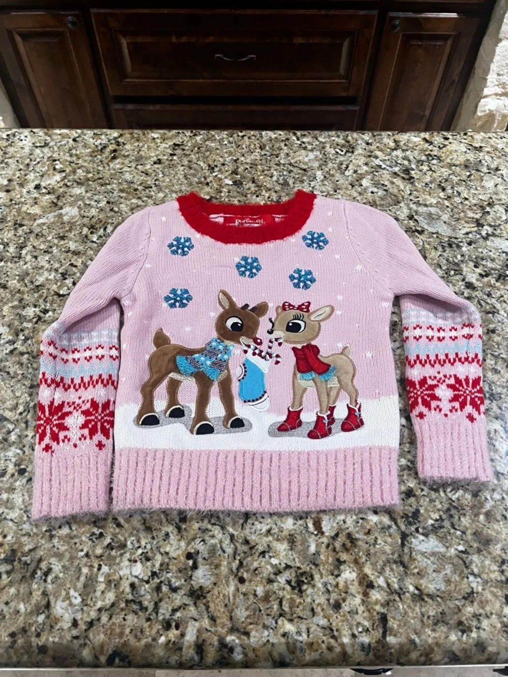 New - Rudolph the Red Nose Reindeer Girls Christmas Sweater in Pink | Size M (5)